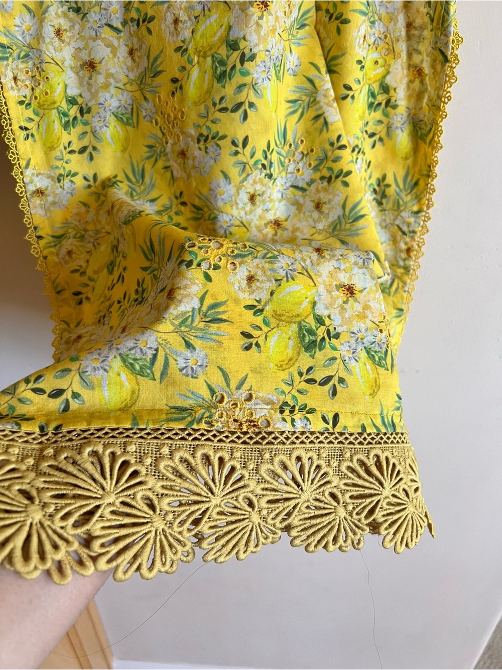 Yellow Floral Indian Pakistani lawn cotton dress brand Bareeze - Picture 5 of 11